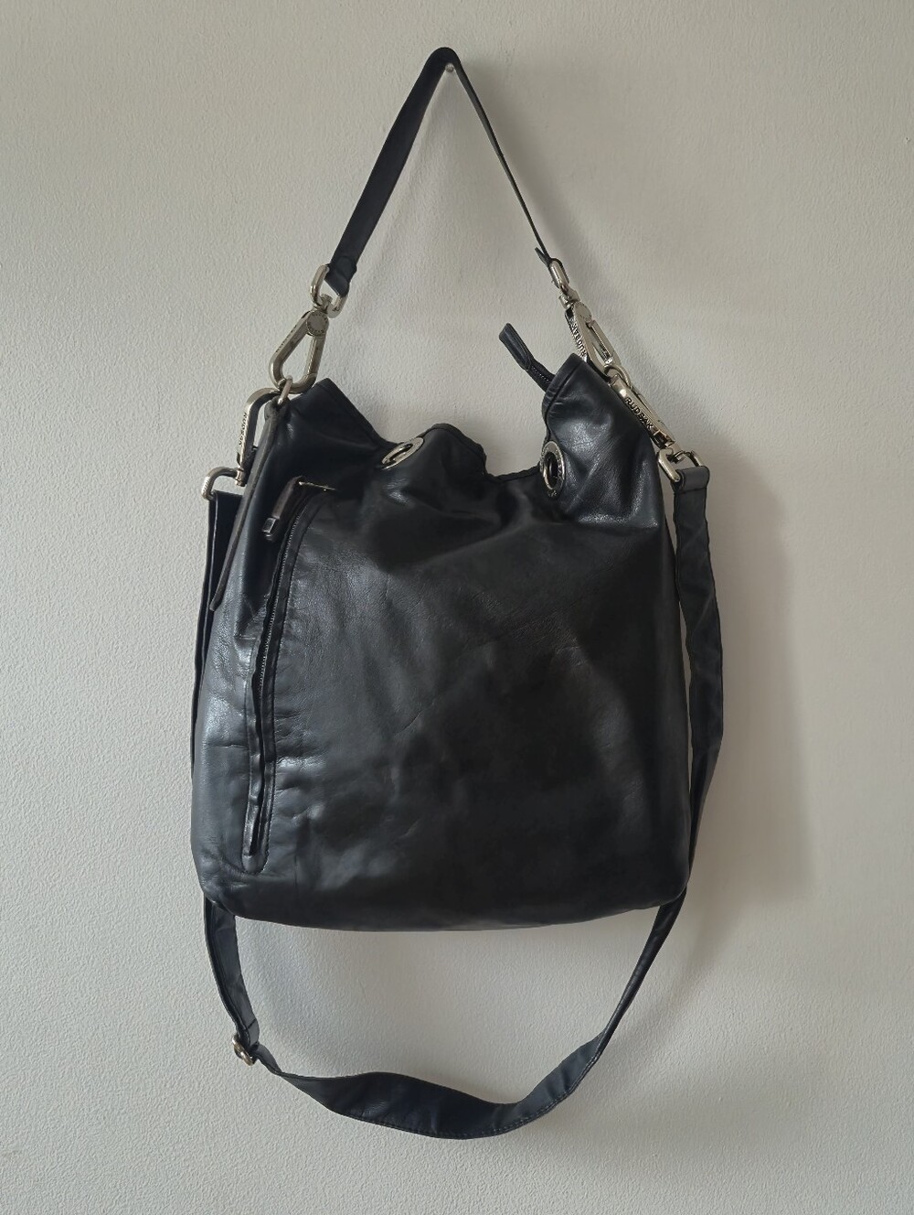 ​Rudsak Black Leather Hobo Shoulder Bag, Convertible